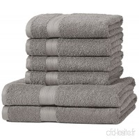 AmazonBasics Lot de 2 draps de bain et 4 serviettes de bain résistants à la décoloration Gris - B00Q4TJQAQ